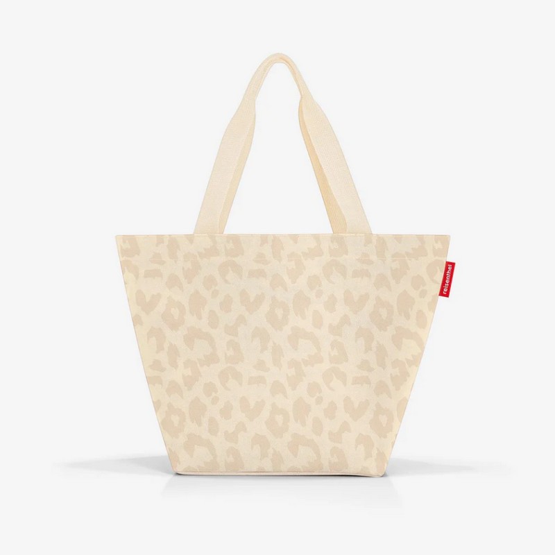 Borsa shopper vaniglia leopardata con chiusura zip, manici e fondo piatto, un'utilissima idea regalo donna o mamma